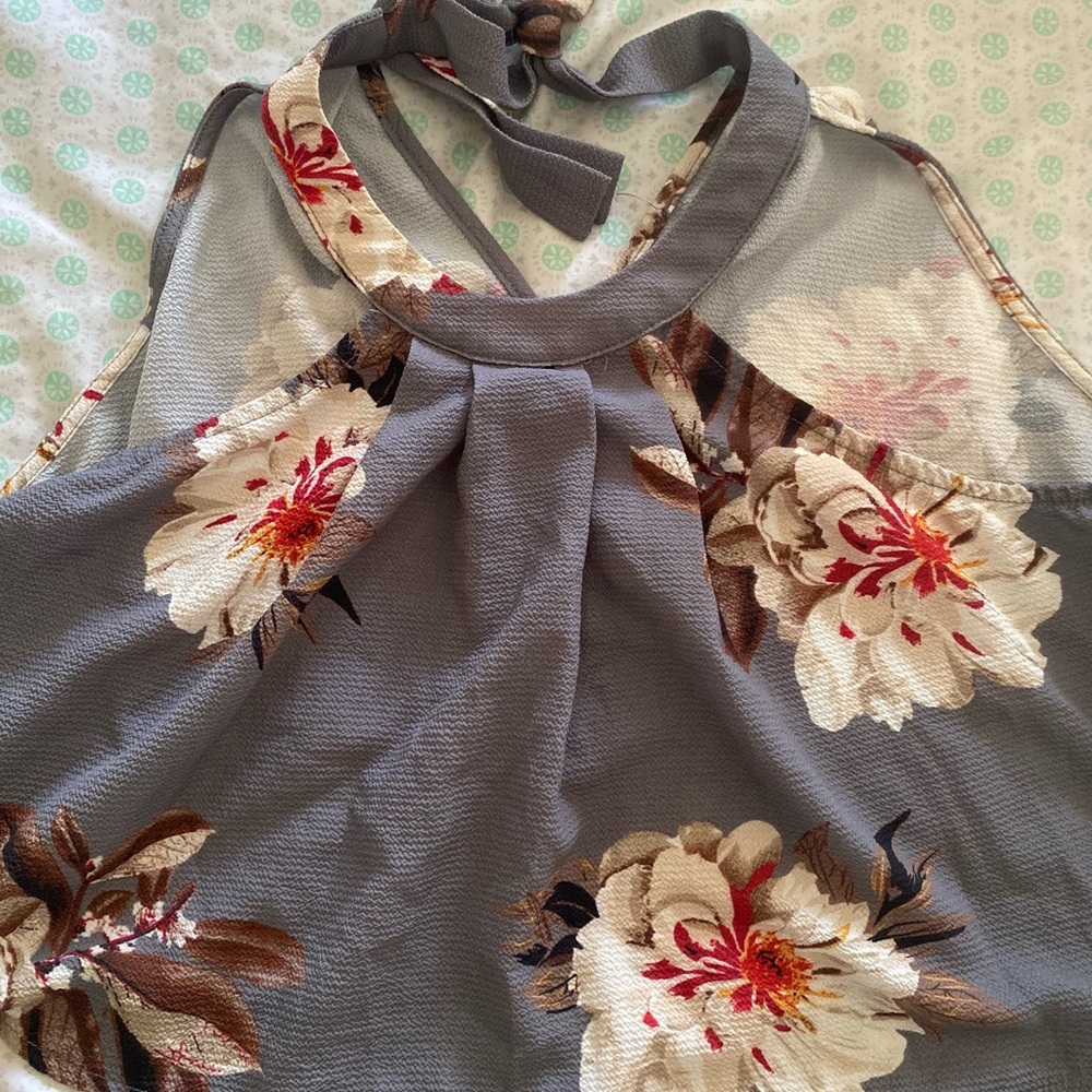 Floral Gray Halter Top